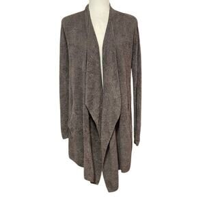 Barefoot Dreams Sz S / M CozyChic Lite Island Wrap Drape Cardigan Pockets Gray